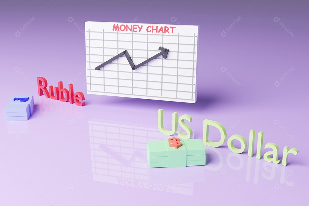 Crescimento do dólar e do rublo, dólar, rublo, EUA e Rússia, pastel