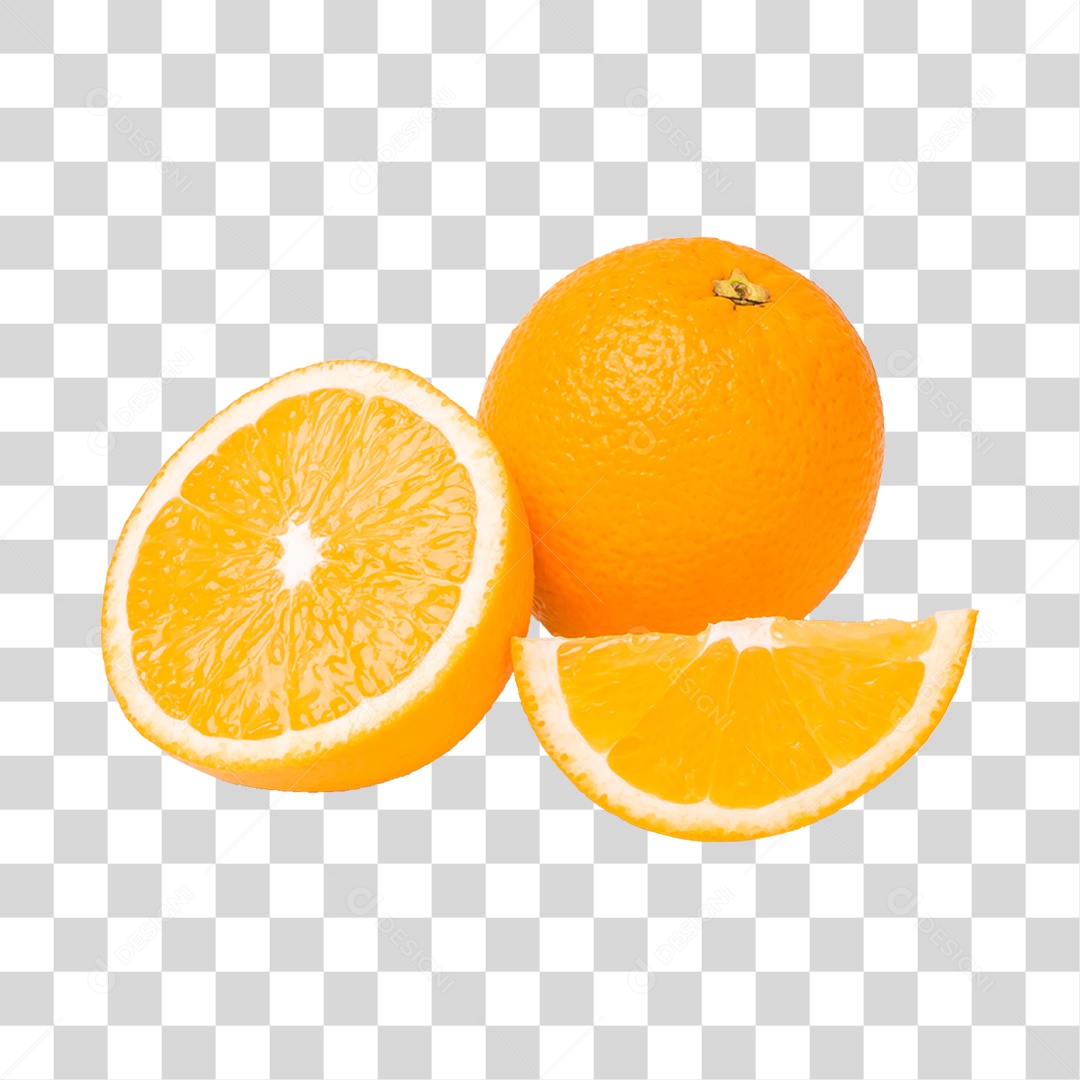 Elemento 3D Laranja Fatiada Para Composição PNG Transparente