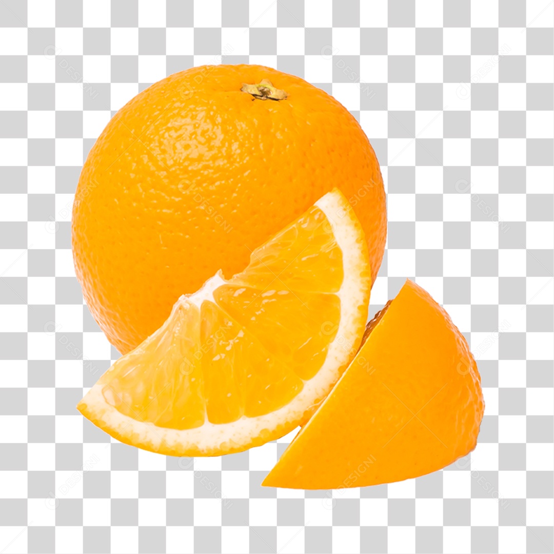 Elemento 3D Laranja Fatiada Para Composição PNG Transparente
