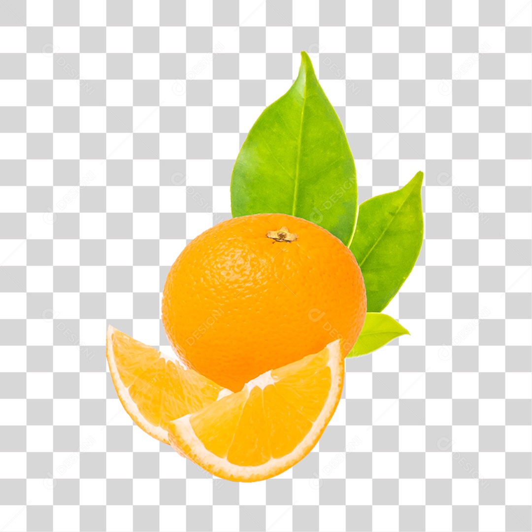 Elemento 3D Laranja Fatiada Para Composição PNG Transparente