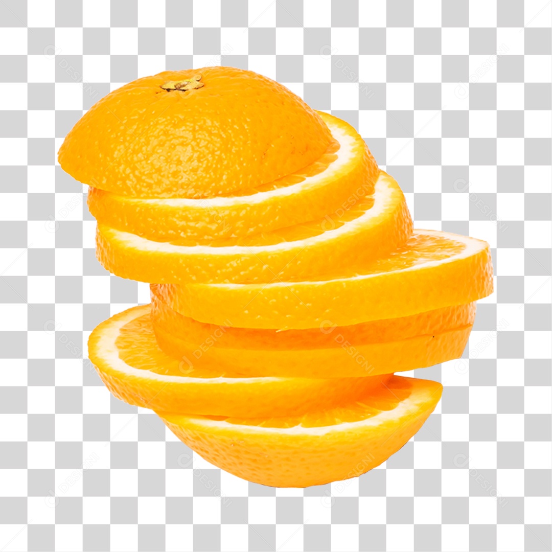 Elemento 3D Laranja Fatiada Para Composição PNG Transparente