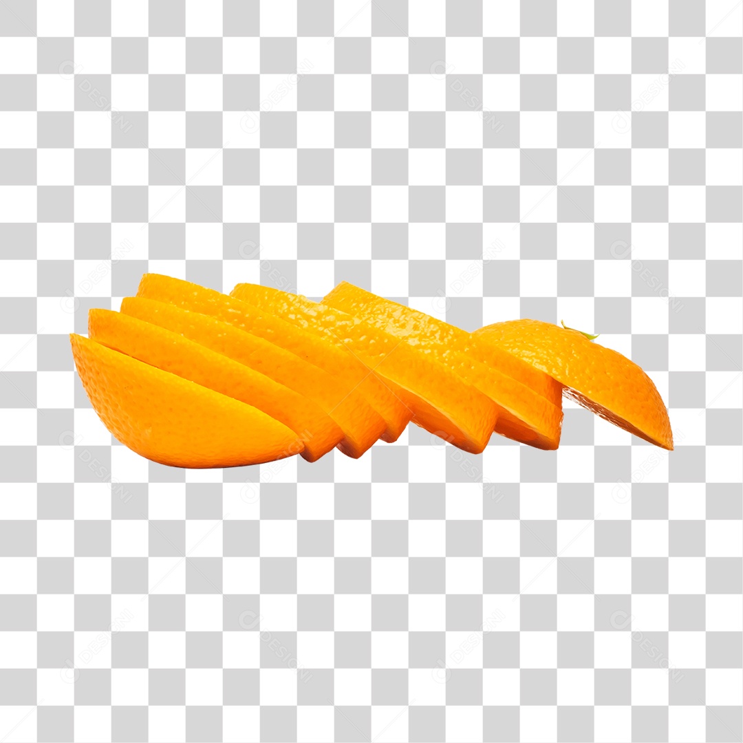 Elemento 3D Laranja Fatiada Para Composição PNG Transparente