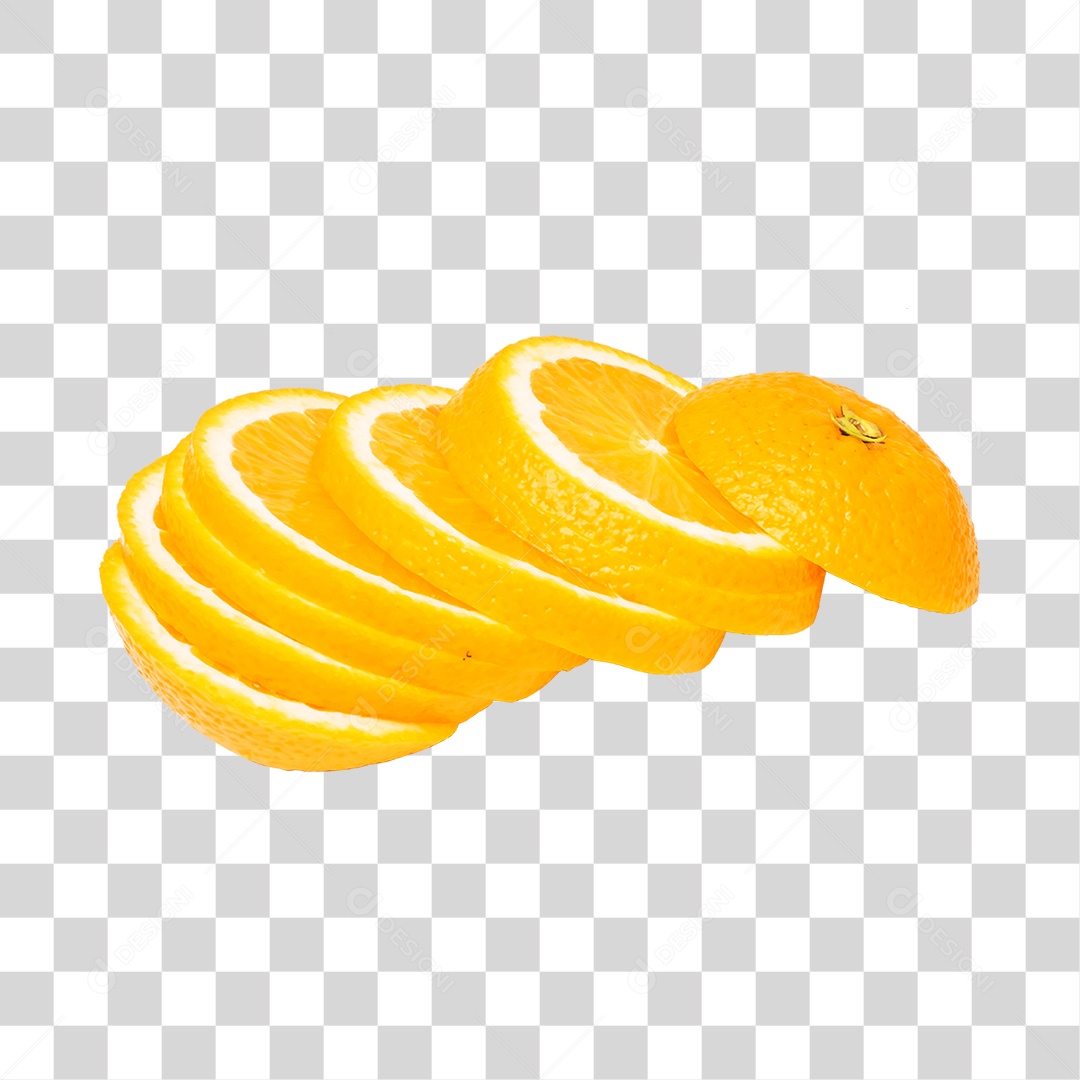 Elemento 3D Laranja Fatiada Para Composição PNG Transparente