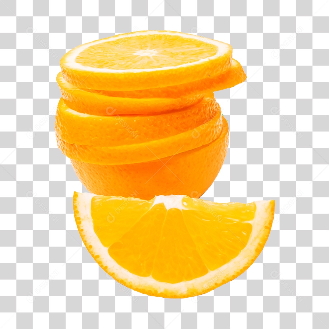 Elemento 3D Laranja Fatiada Para Composição PNG Transparente