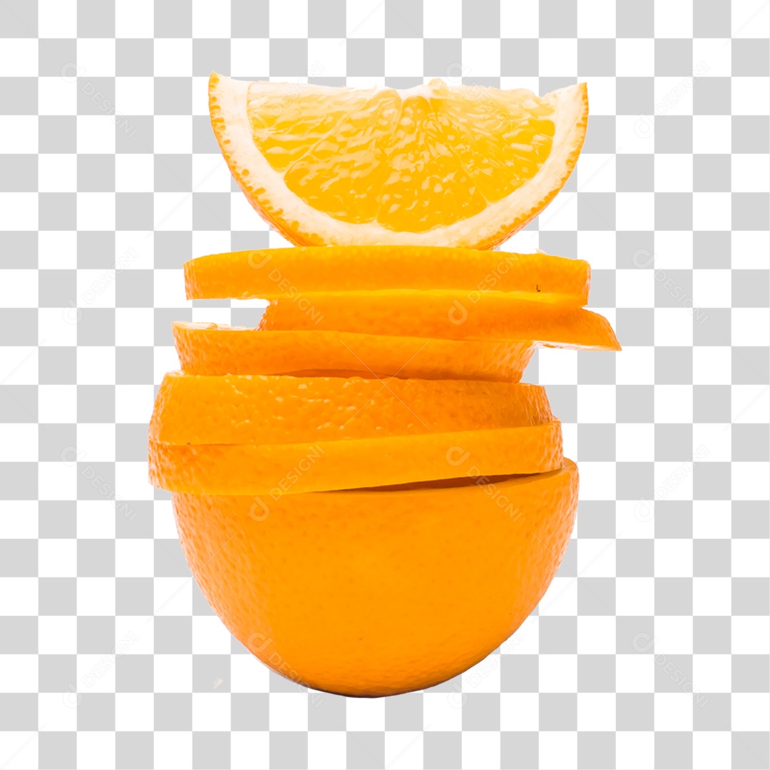 Elemento 3D Laranja Fatiada Para Composição PNG Transparente