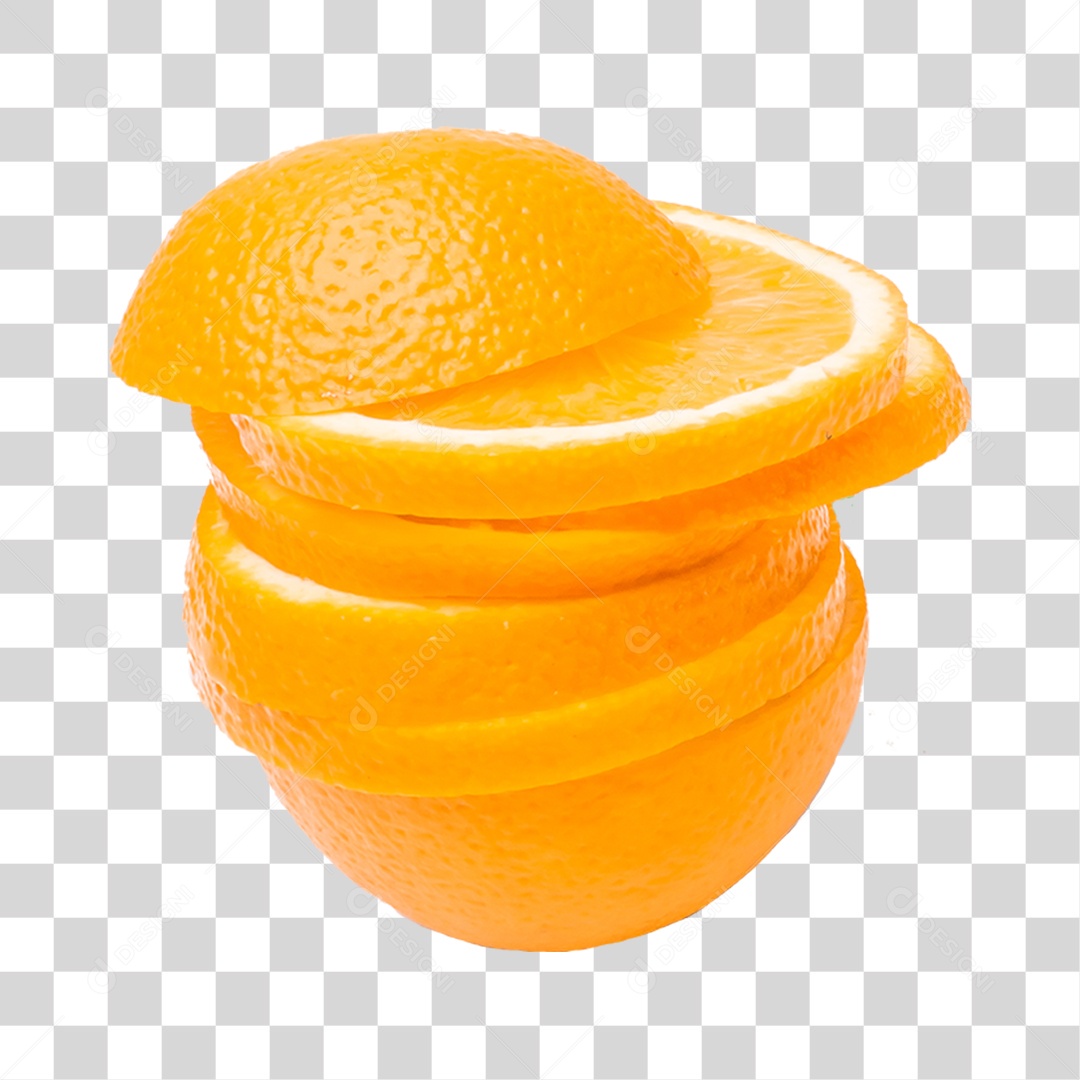 Elemento 3D Laranja Fatiada Para Composição PNG Transparente