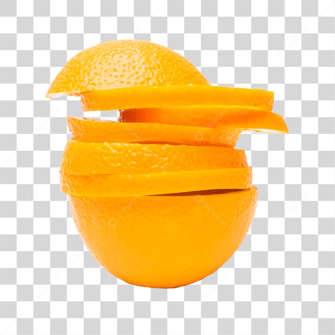 Elemento 3D Laranja Fatiada Para Composição PNG Transparente