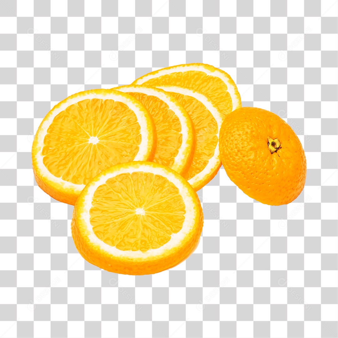 Elemento 3D Laranja Fatiada Para Composição PNG Transparente