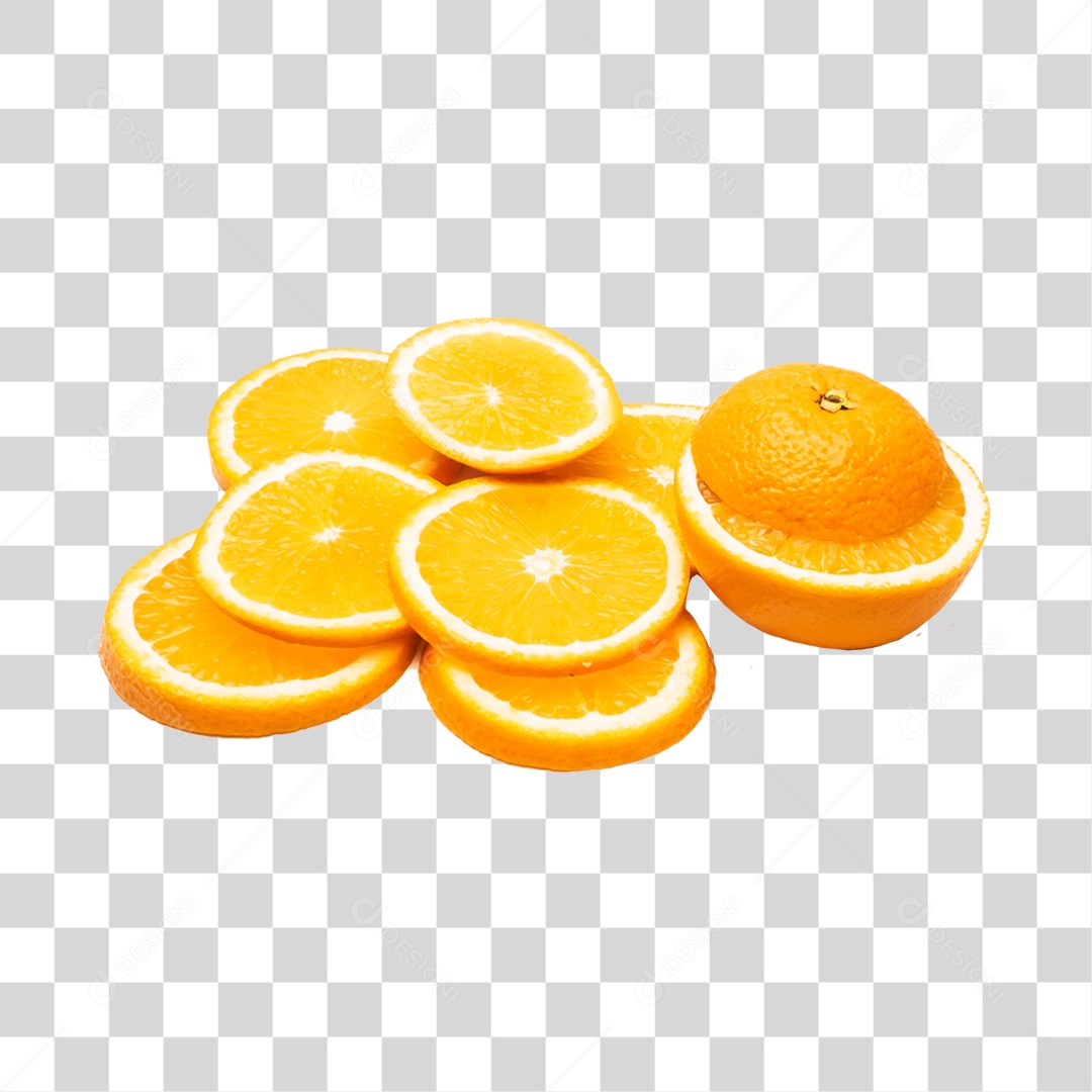 Elemento 3D Laranja Fatiada Para Composição PNG Transparente