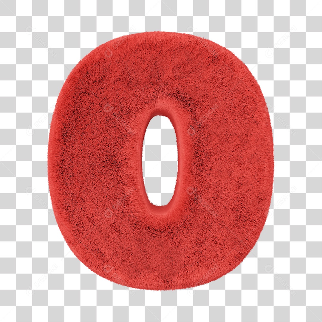 Elemento 3D Número 0 Vermelho PNG Transparente