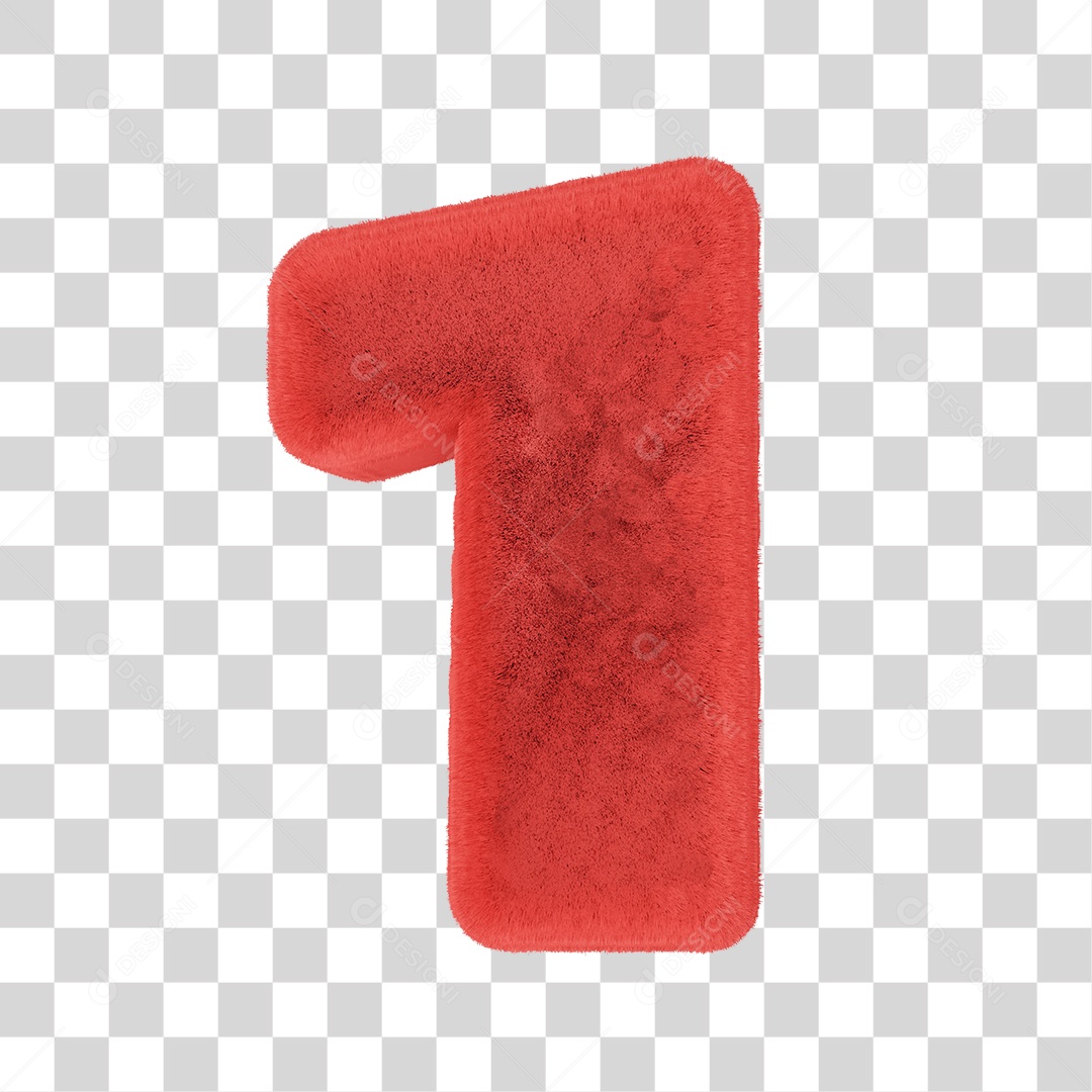 Elemento 3D Número 1 Vermelho PNG Transparente