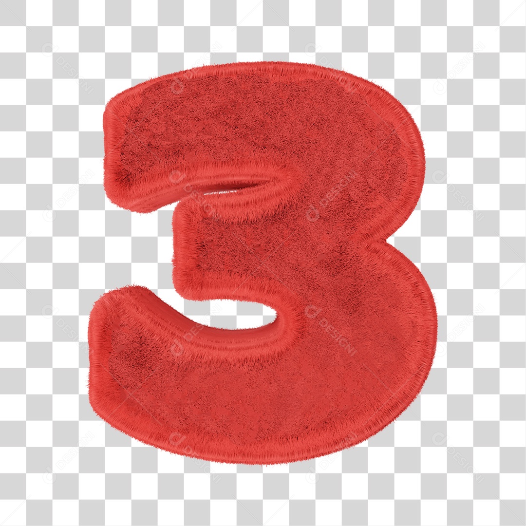 Elemento 3D Número 3 Vermelho PNG Transparente