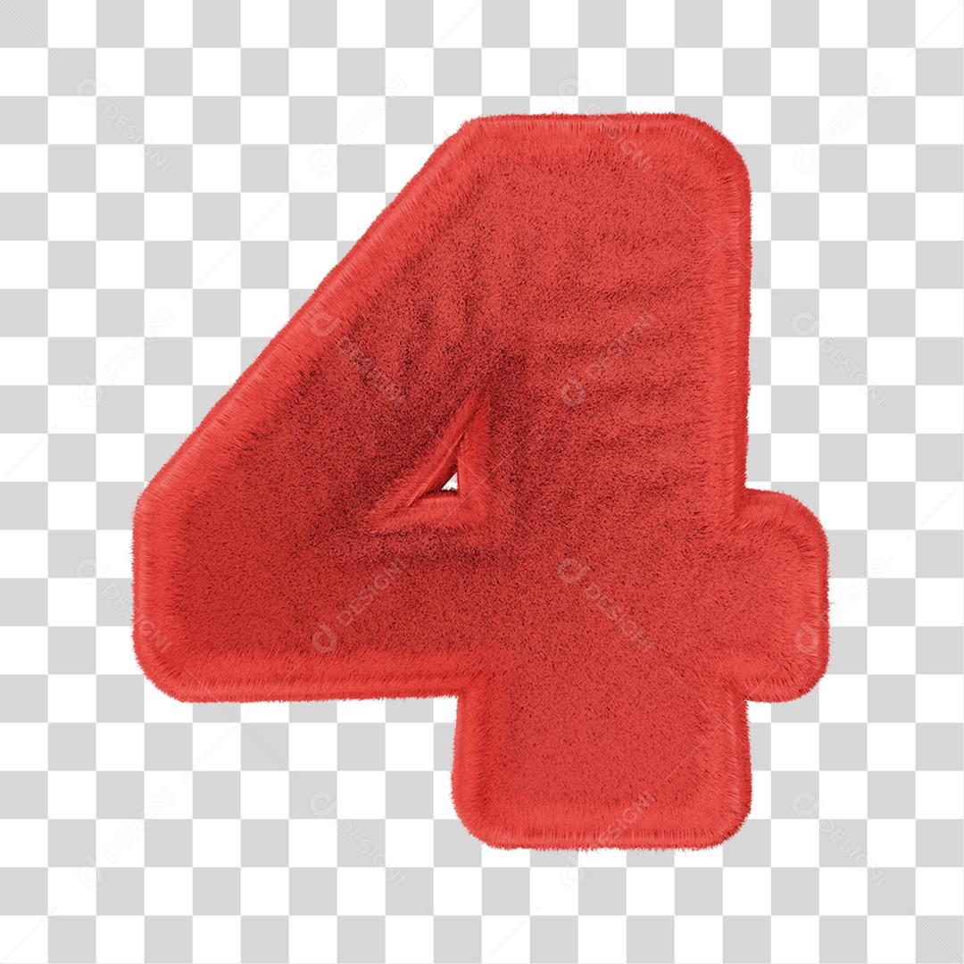 Elemento 3D Número 4 Vermelho PNG Transparente