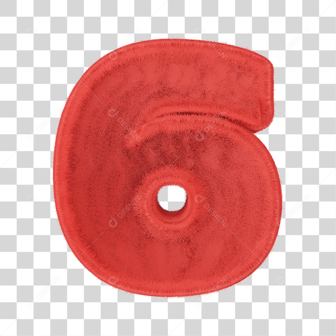 3D Number 6 Red PNG Transparent Element