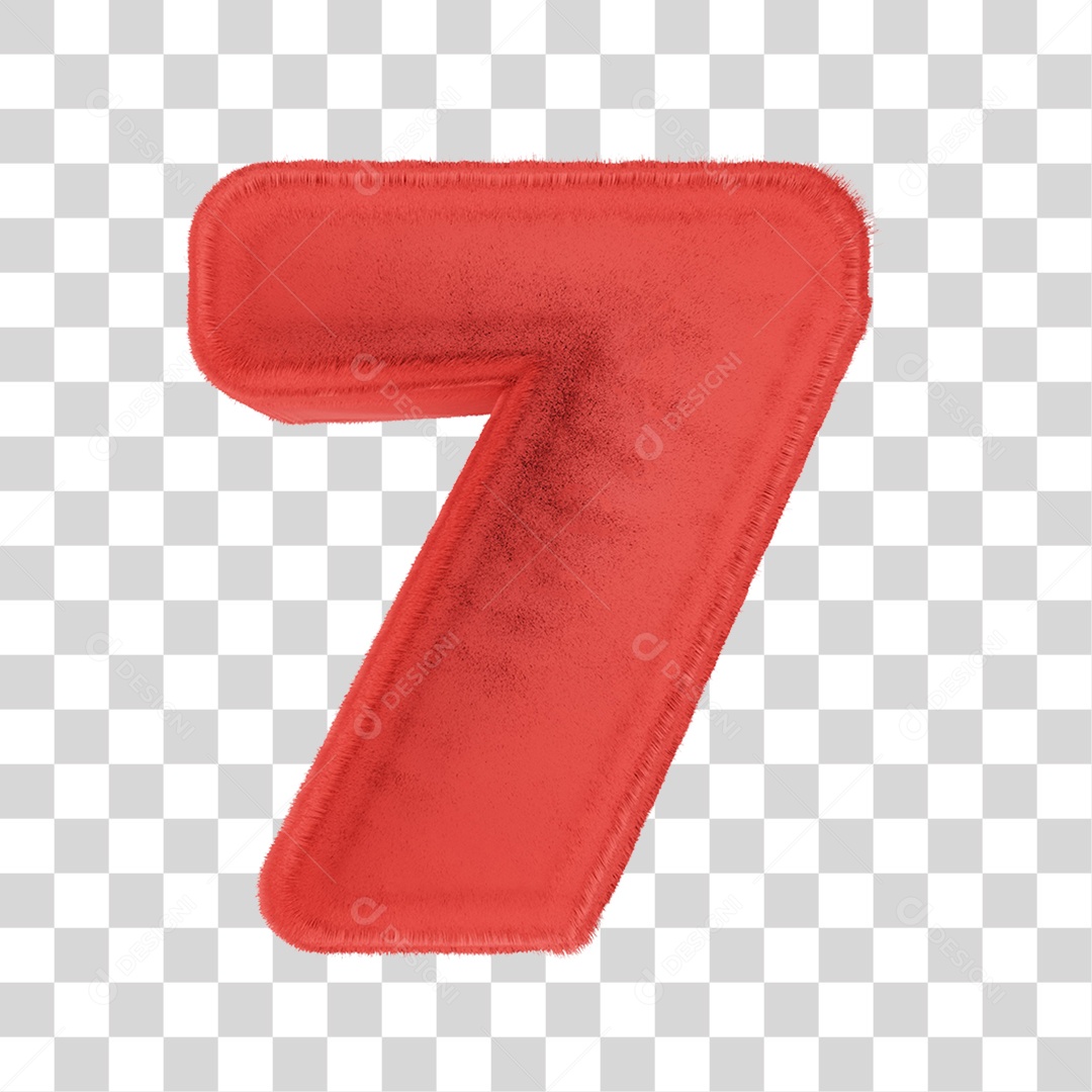 Elemento 3D Número 7 Vermelho PNG Transparente
