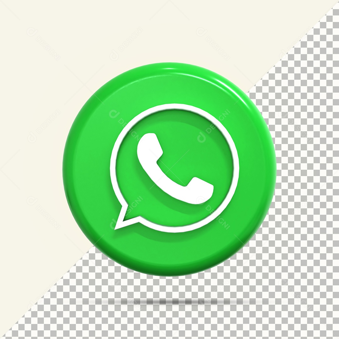 Ícone 3D Whatsapp Verde Para Composição PSD