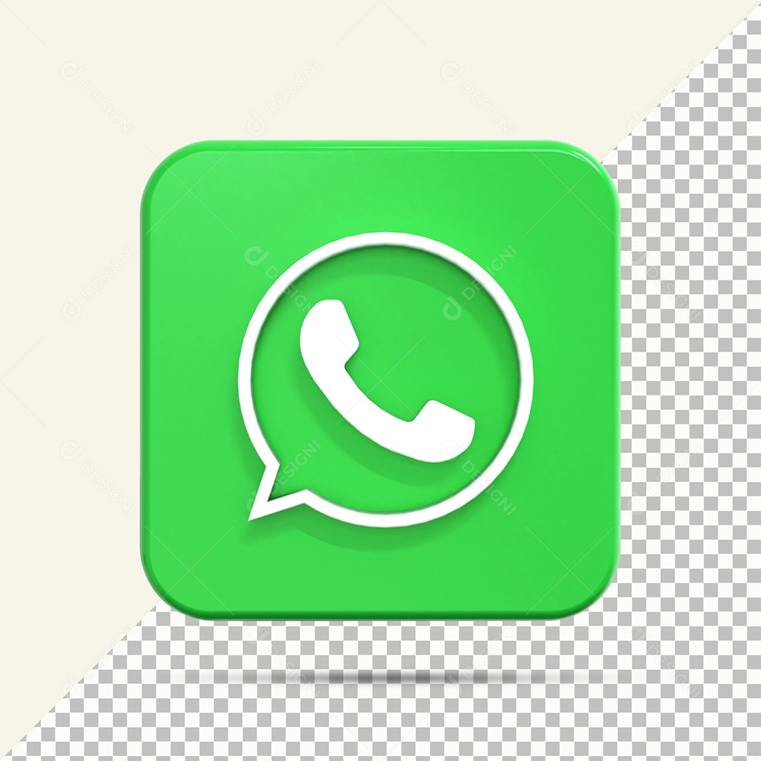 Elemento 3D Whatsapp Verde Para Composição PSD