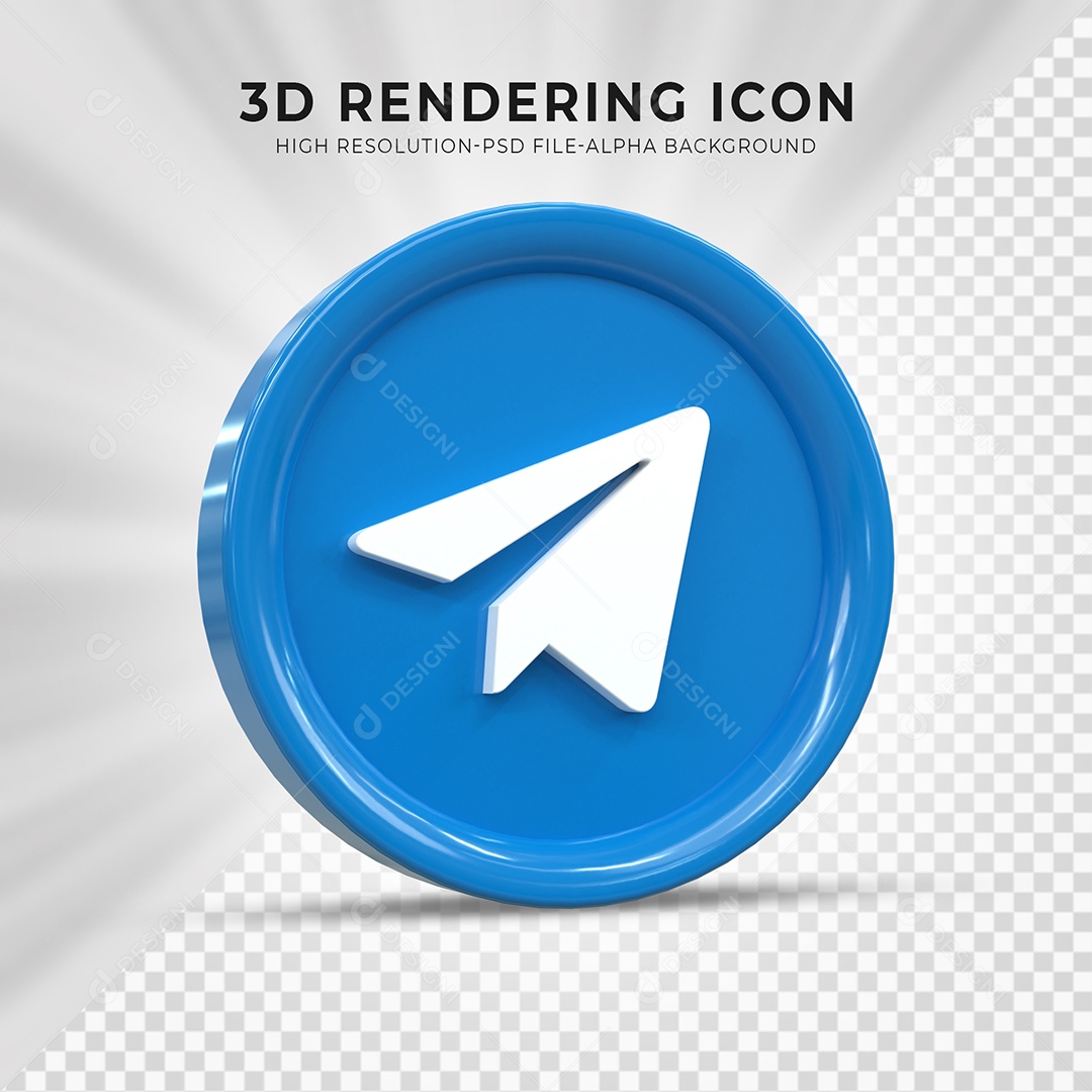 Ícone 3D Telegram Para Composição PSD