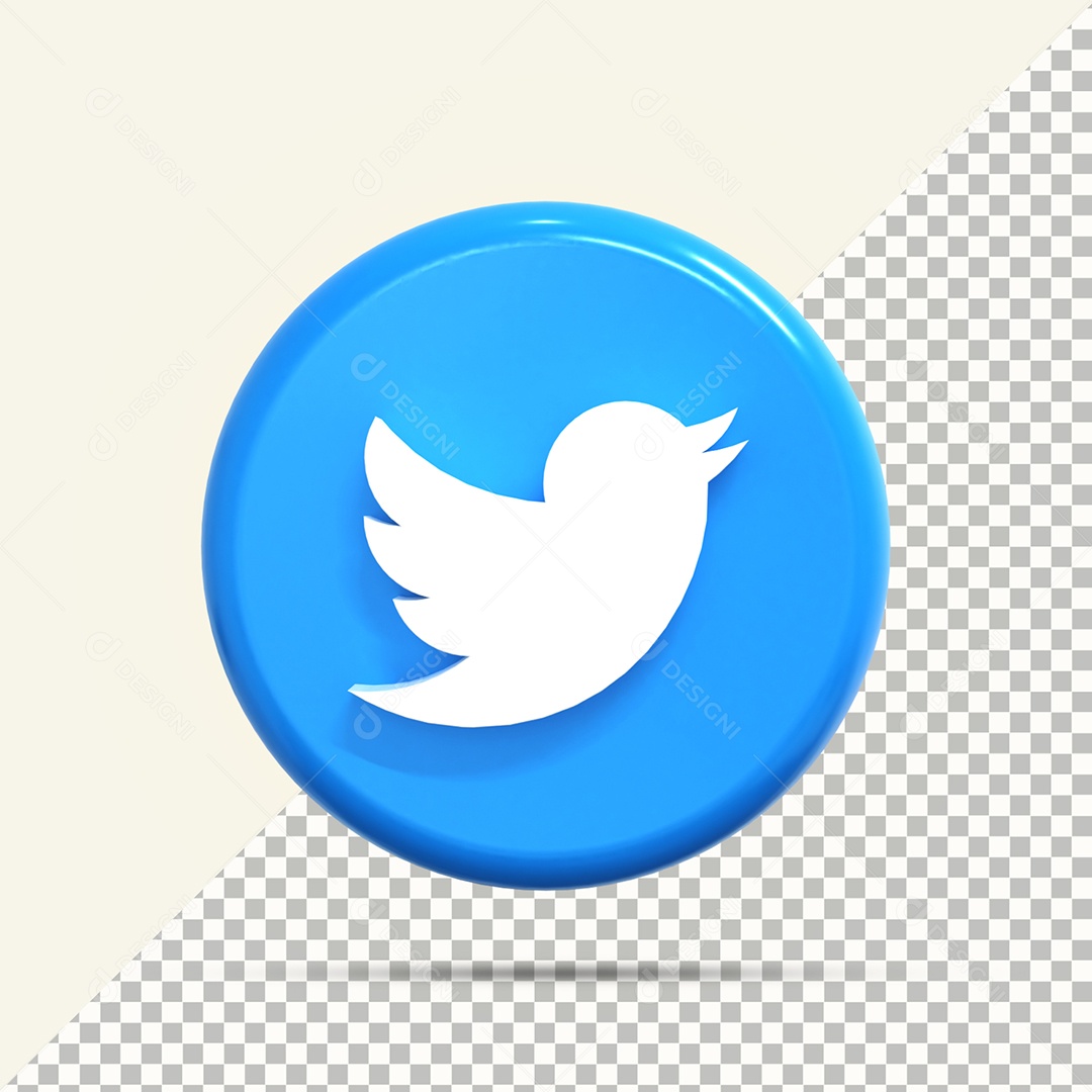 Ícone 3D Twitter Para Composição PSD