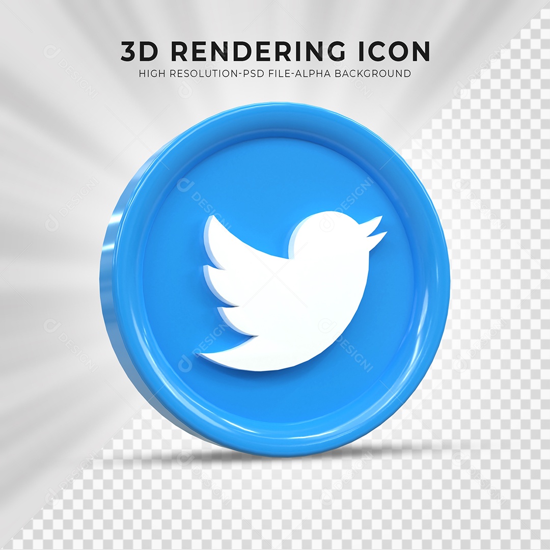 Ícone 3D Twitter Para Composição PSD