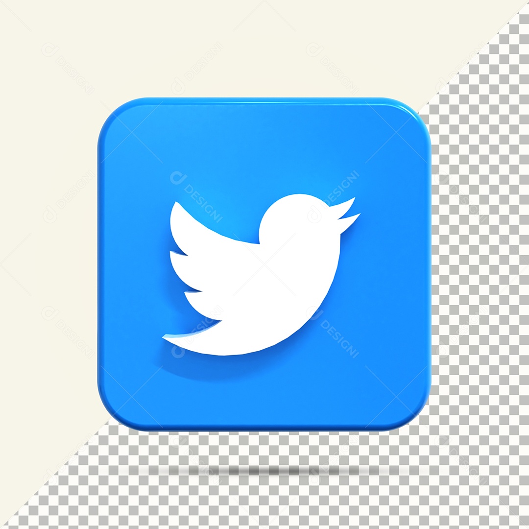Elemento 3D Twitter Para Composição PSD