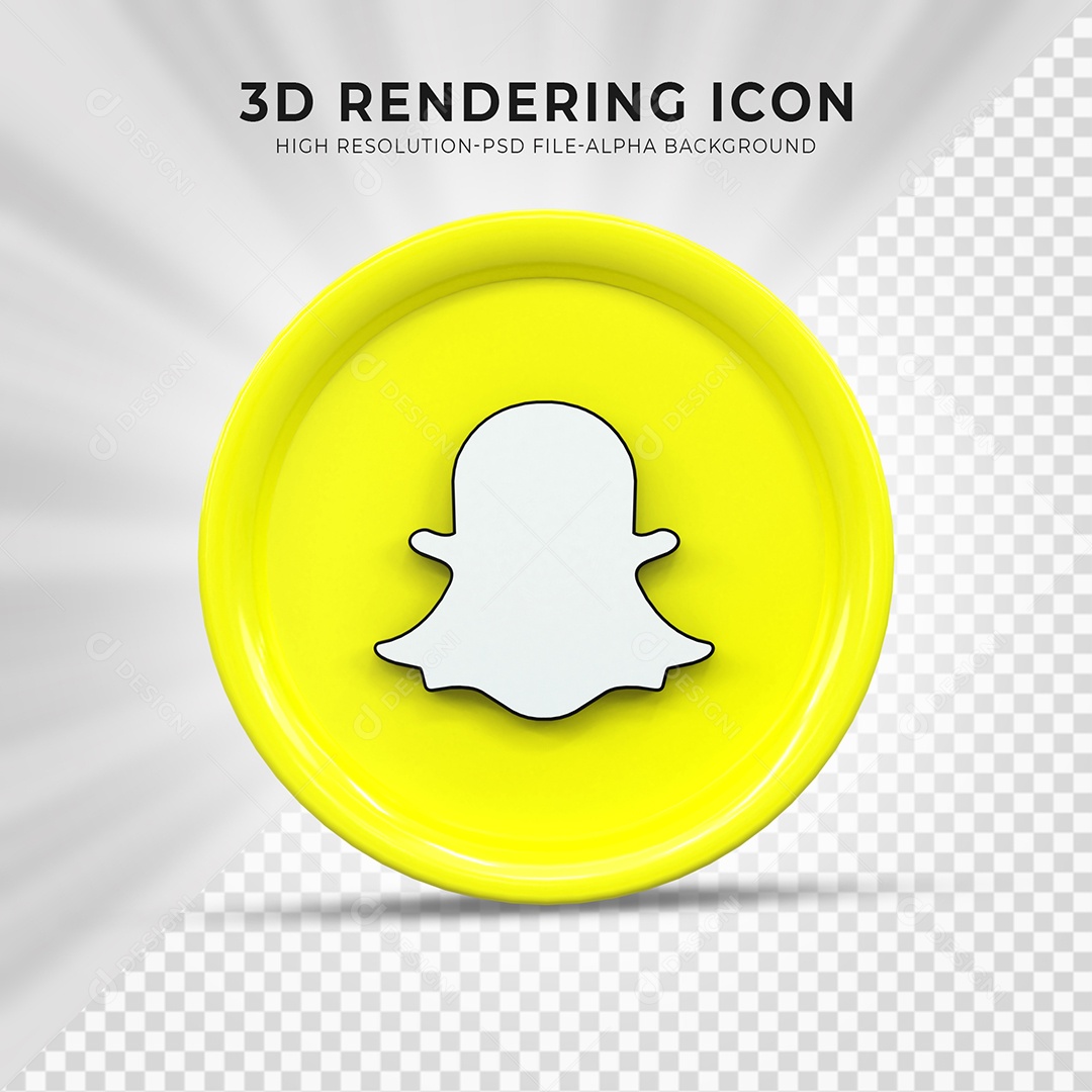 Snapchat Ícone 3D Amarelo Para Composição PSD