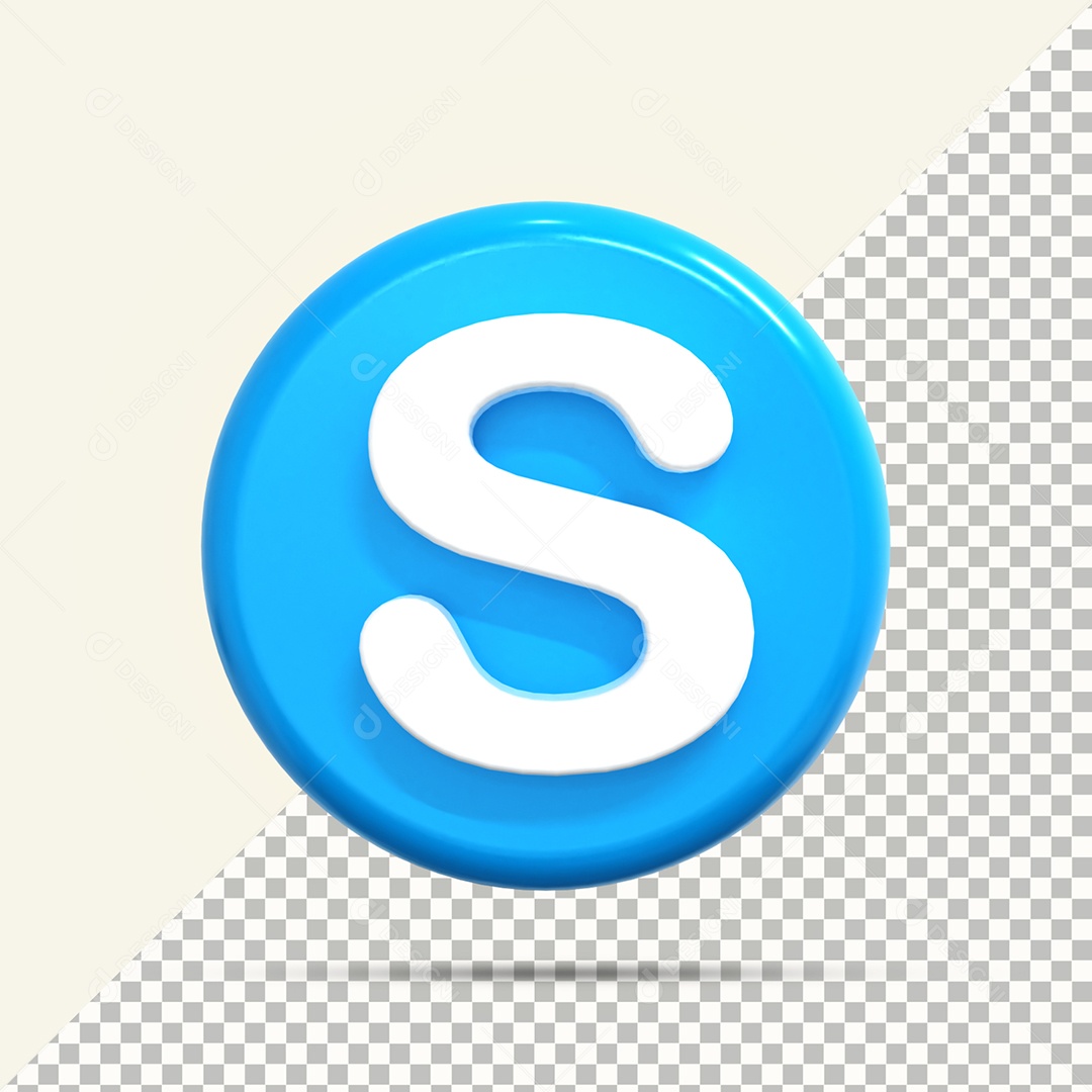 Ícone 3D Skype Para Composição PSD