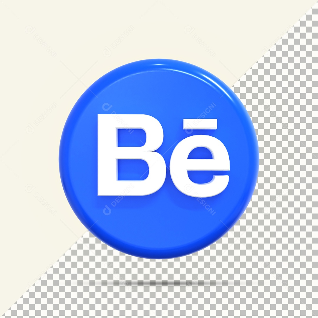 Ícone Behance Elemento 3D Para Composição PSD