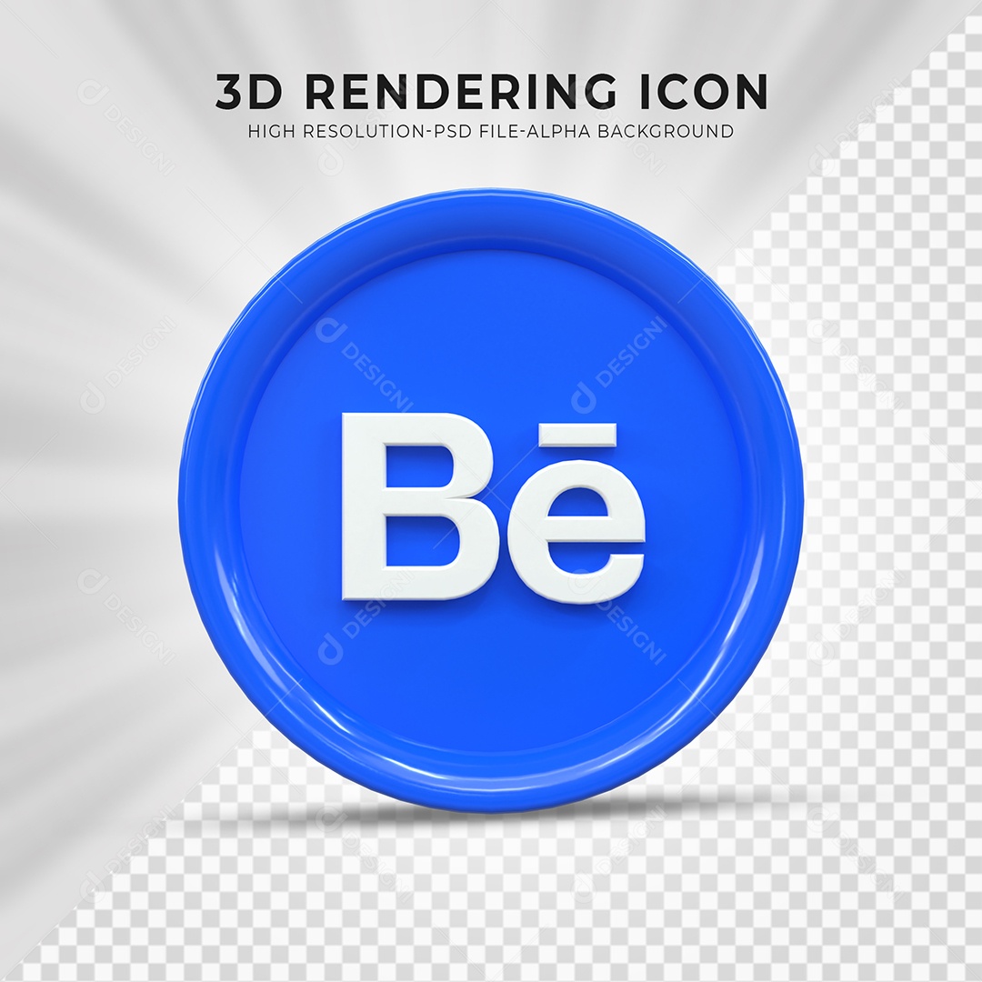 Ícone 3D Behance Para Composição PSD