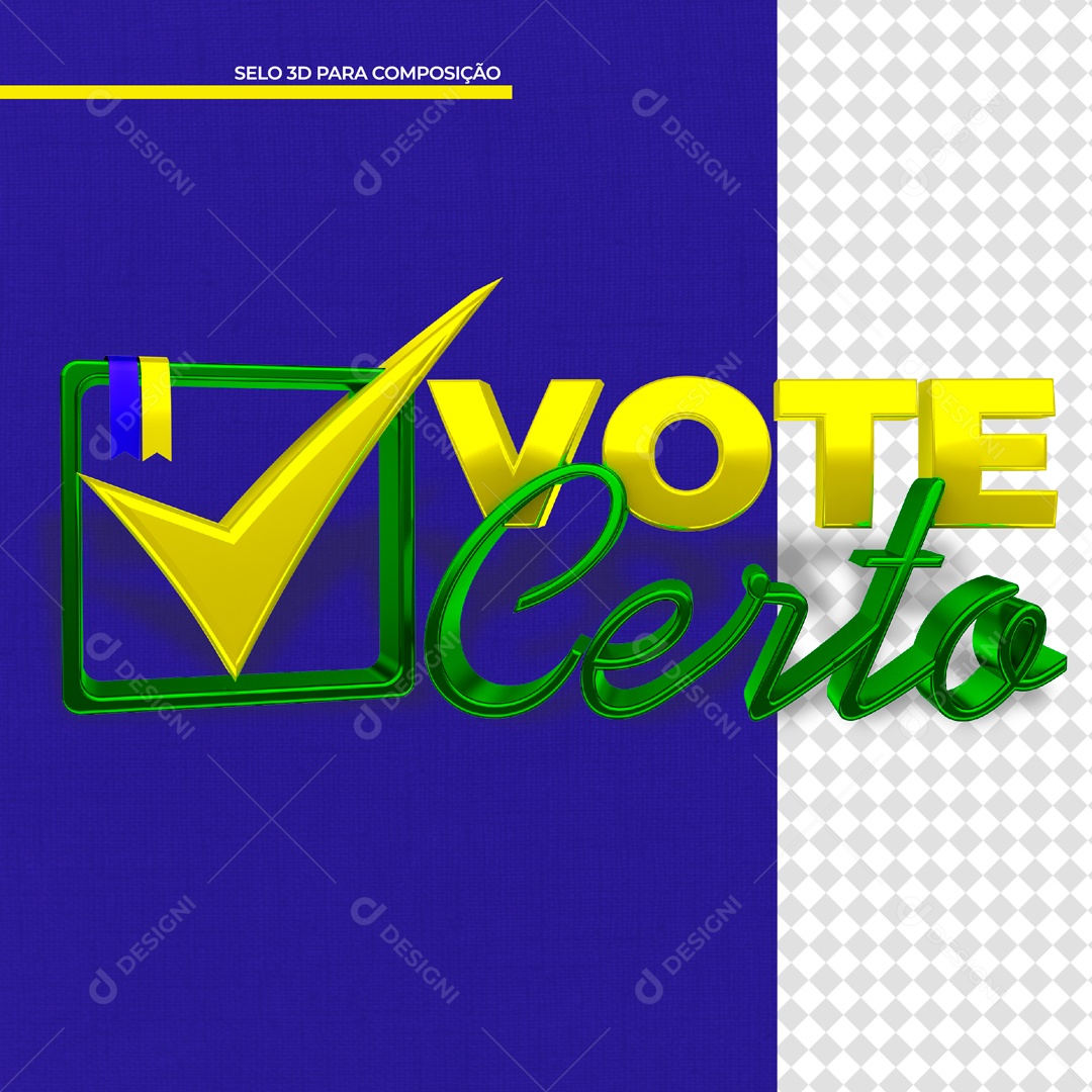 Selo 3D Para Composição Brasil Verde e Amarelo Social Media PSD Editável