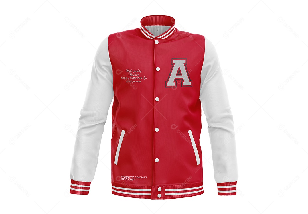 Jaqueta Universitária Mockup - Vista Frontal PSD