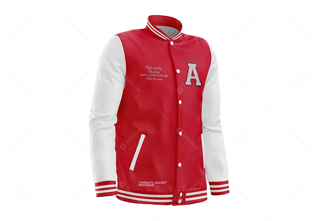 Jaqueta Universitária Mockup - Vista Lateral PSD