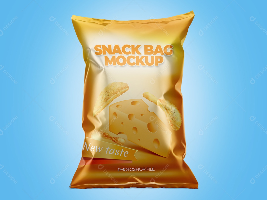 Mockup pacote de salgadinho - Metalico PSD