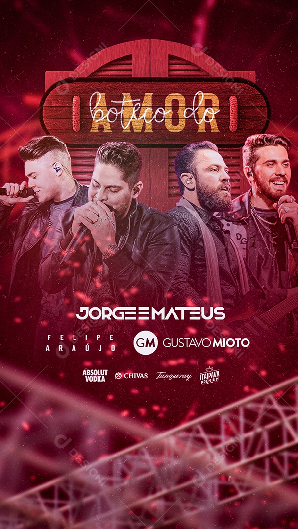 Story Boteco do Amor Jorge e Mateus Felipe Araújo Gustavo Mioto Flyers Social Media PSD Editável