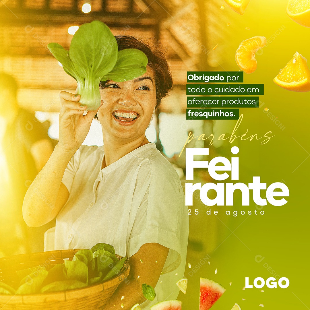 Social Media Dia do Feirante Parabéns 25 de Agosto PSD Editável