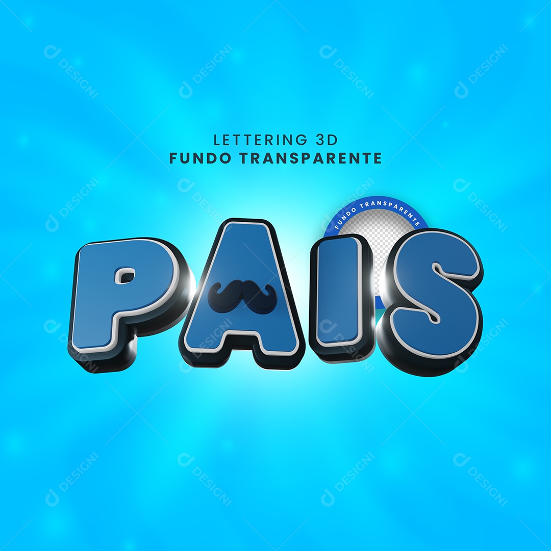 Texto 3D Pais Azul Para Composição PSD