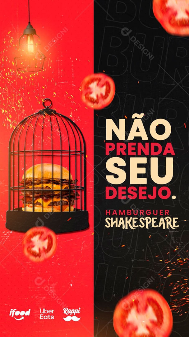 Não Prenda Seu Desejo Peça Já O Seu Lanche Social Media PSD Editável