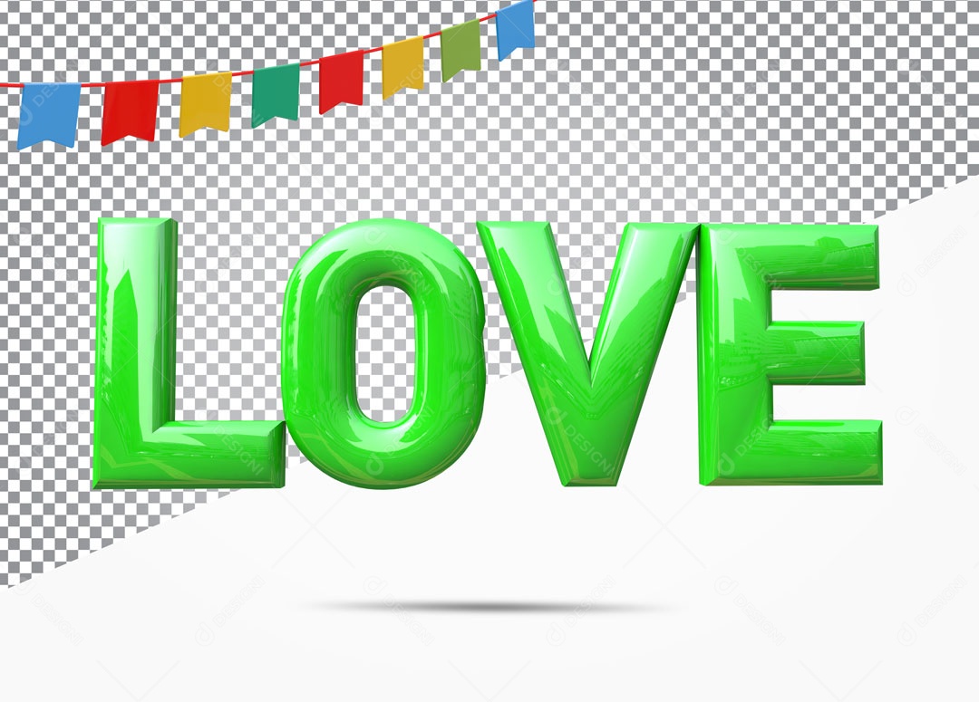 Texto 3D Para Composição Love Verde PSD