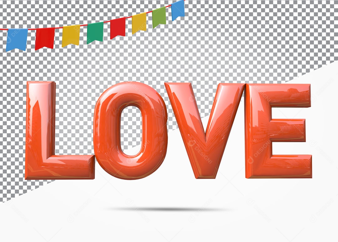 Texto 3D Para Composição Love Laranja PSD