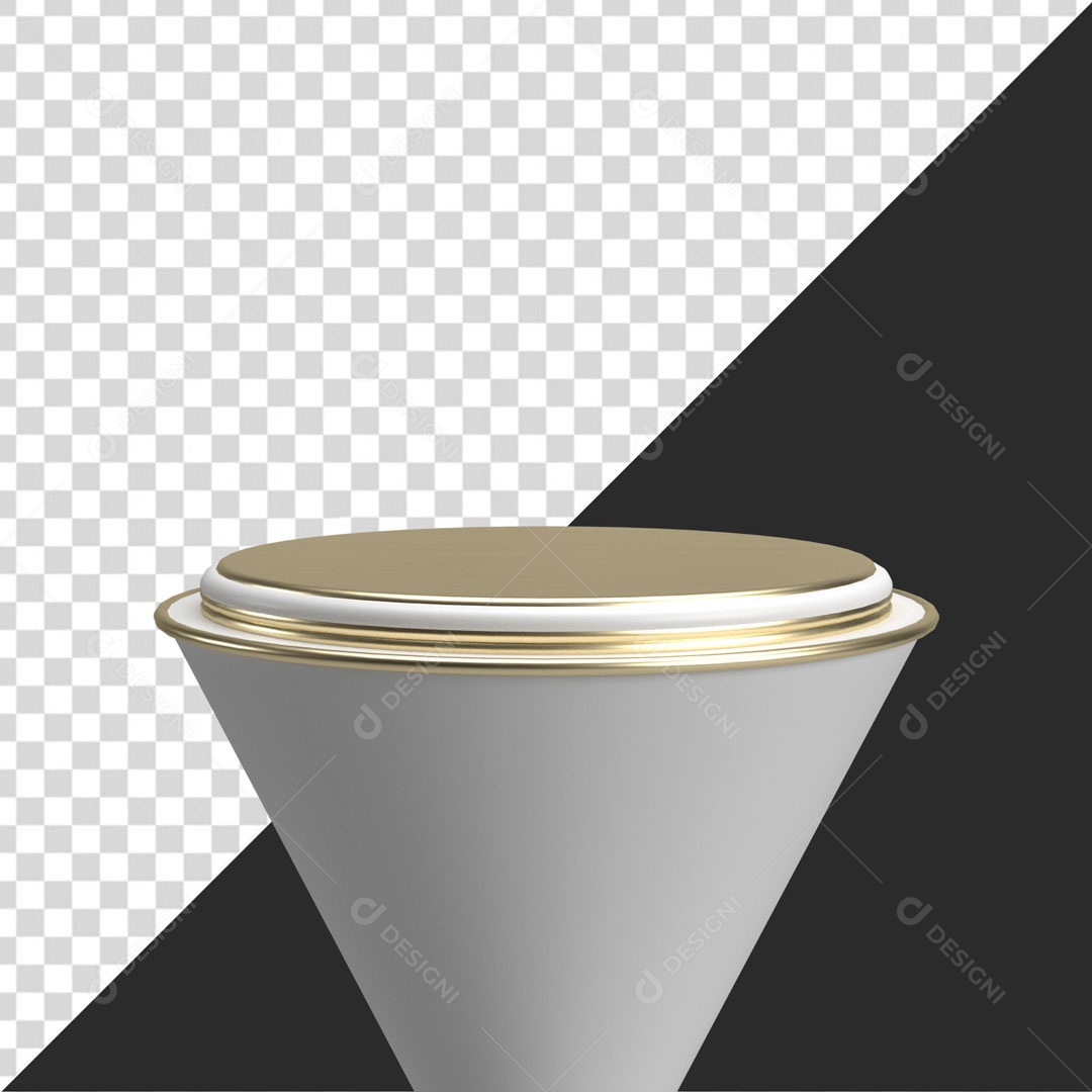 Podium 3D Para Composição Dourado e Branco PSD