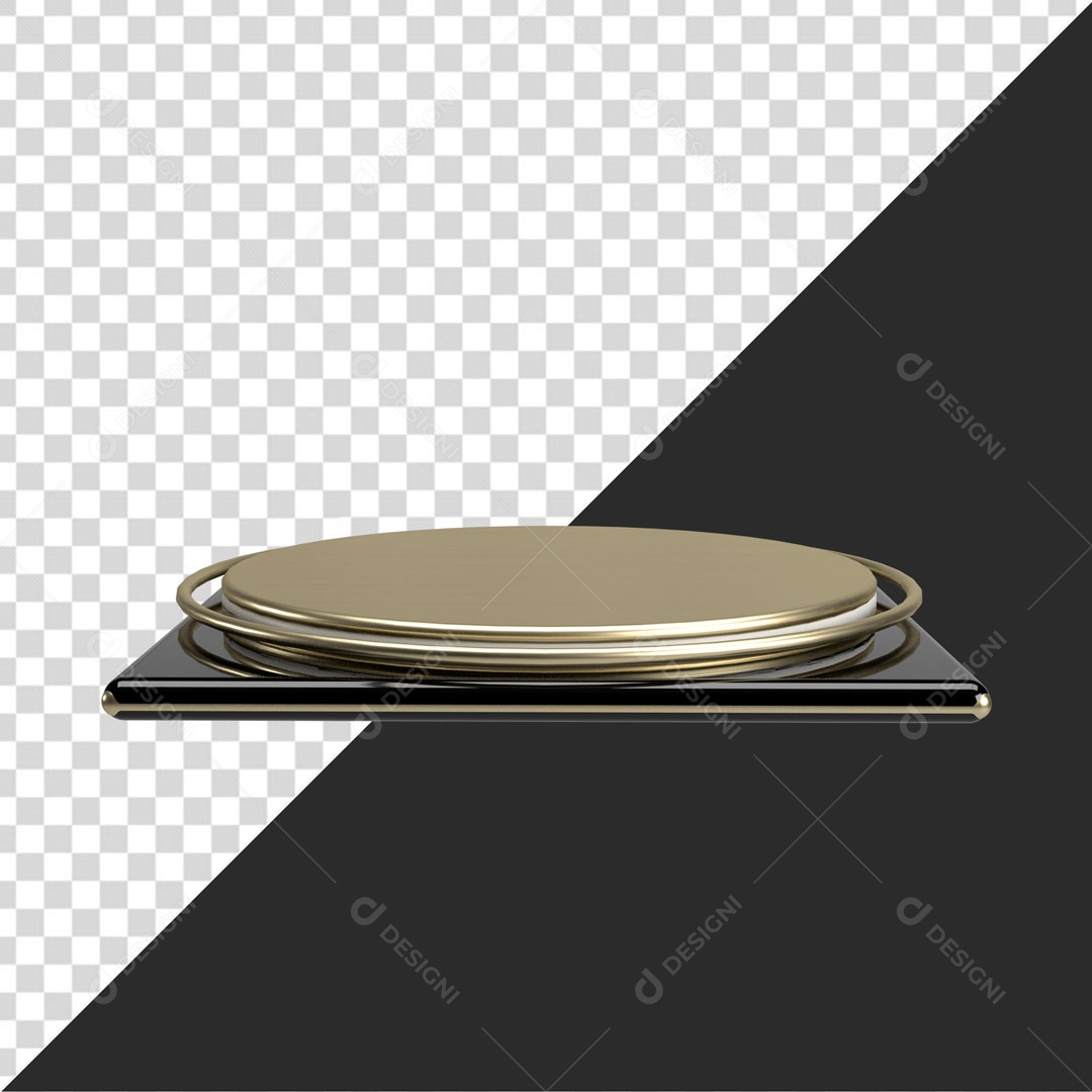 Podium 3D Para Composição Dourado e Preto PSD