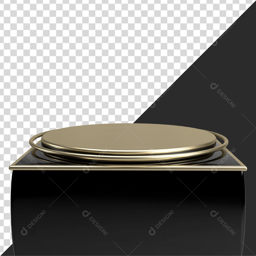 Podium 3D Para Composição Dourado e Preto PSD