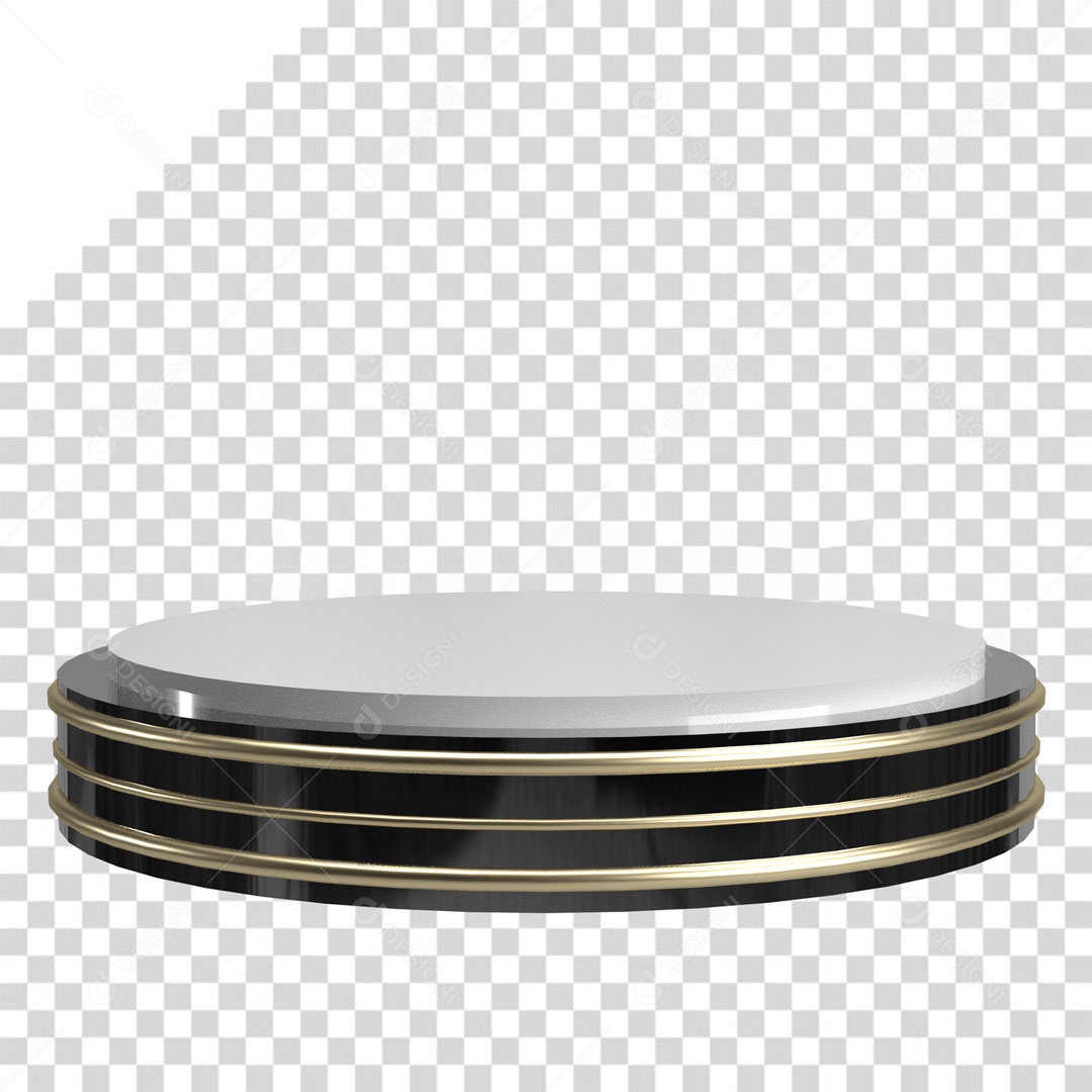 Podium 3D Para Composição Dourado e Preto PSD