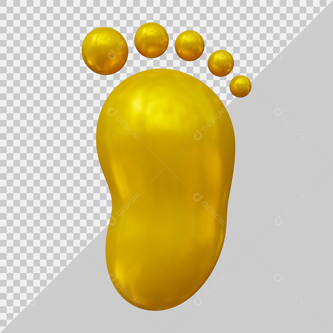 Ícone de pegada de Bebê dourado Elemento 3D PSD