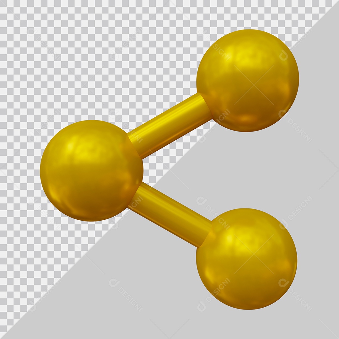 Ícone de Compartilhar dourado de redes sociais Elemento 3D PSD