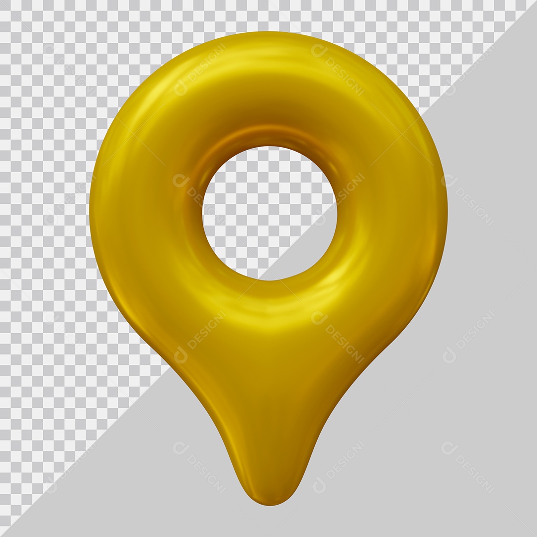 Ícone de pin do mapa dourado Elemento 3D PSD