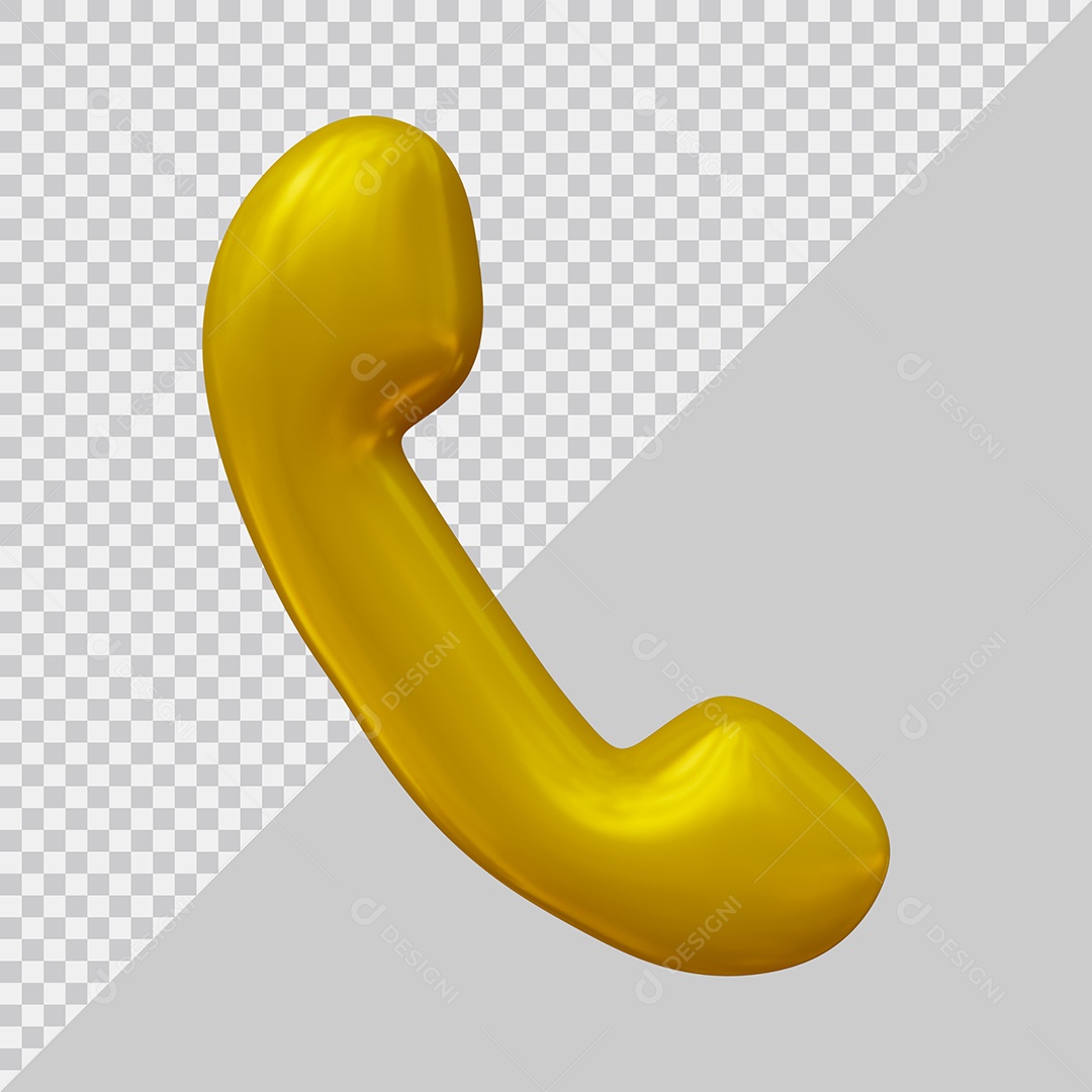 Ícone de telefone dourado Elemento 3D PSD