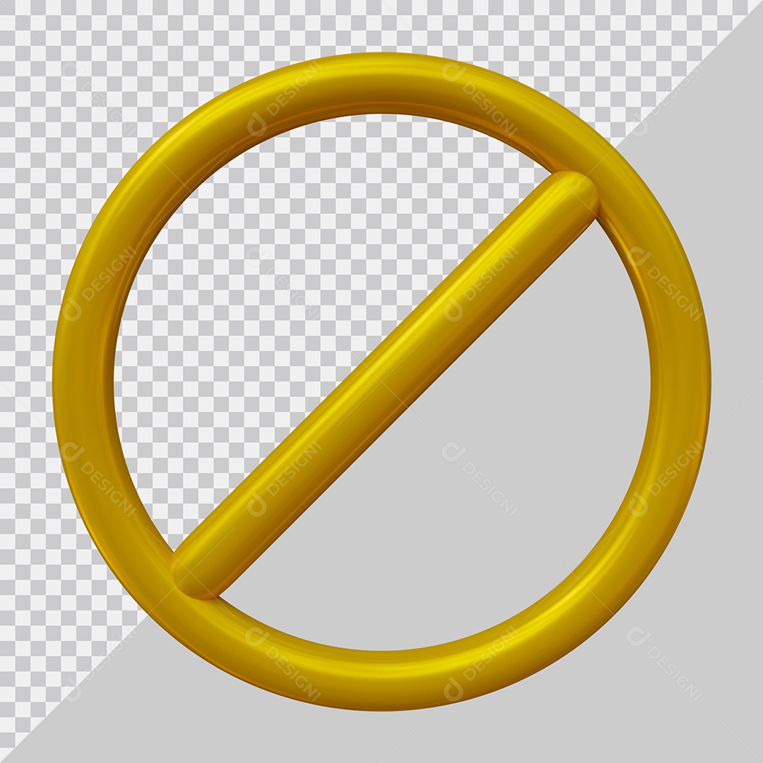 Sinal proibido dourado Elemento 3D PSD