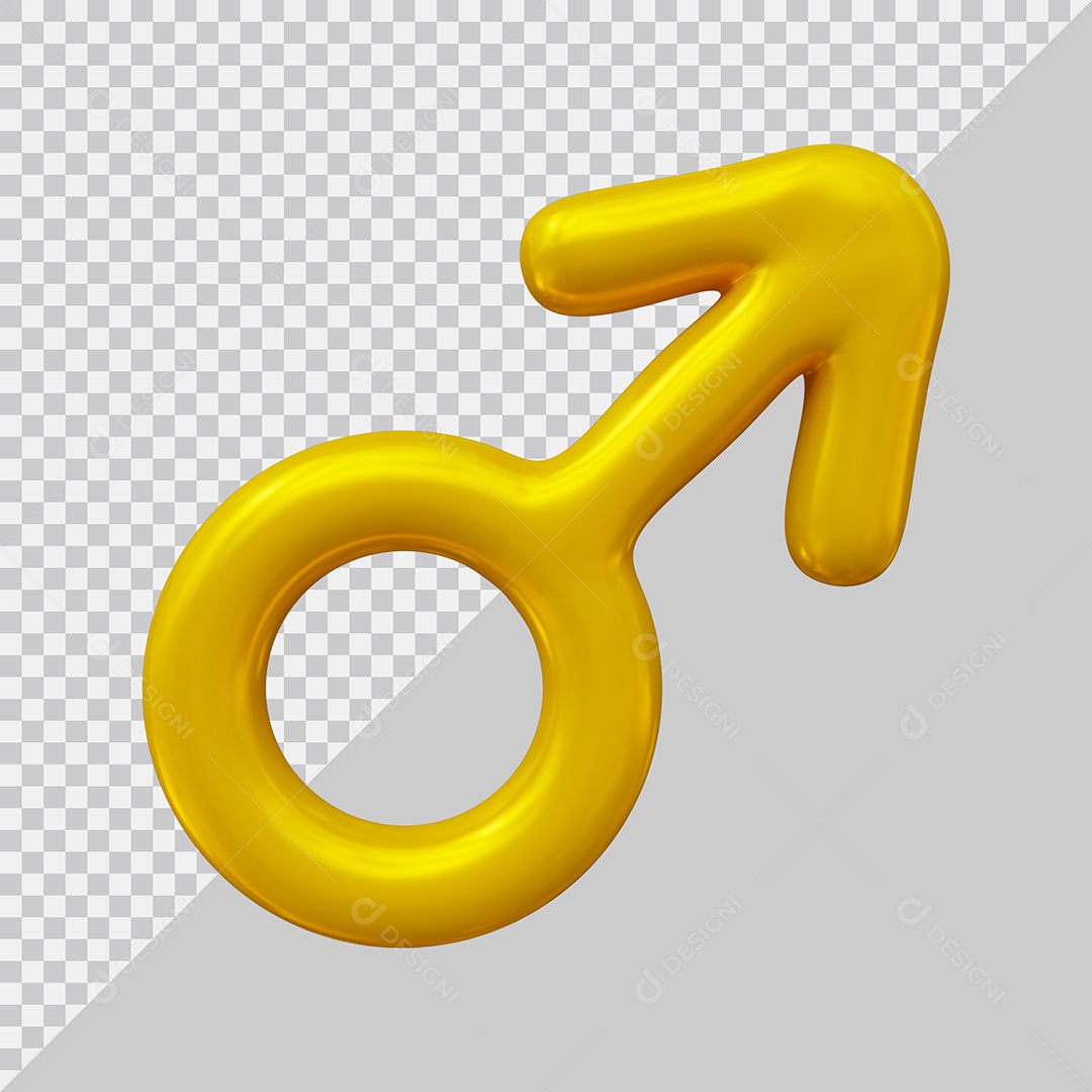 Símbolo masculino dourado Elemento 3D PSD
