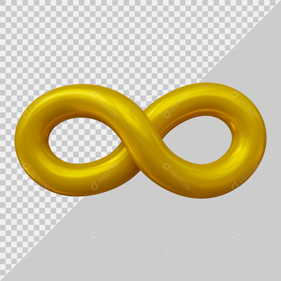 Infinito Dourado 3D Elemento para Composição PSD